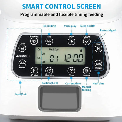Automatic Dog and Cat Feeder 3.5 Liters Dry Food Dispenser Plus 2L Water Feeder Suitable for Small and Medium Pet Smart Feeders