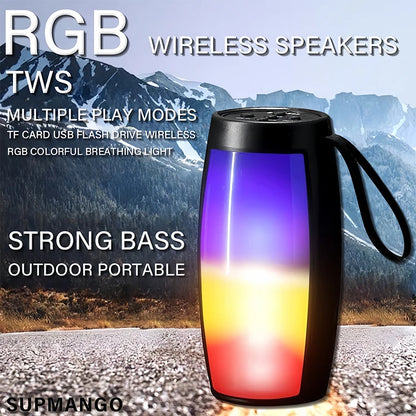 1PC RGB Colorful Lights Wireless Bluetooth Speaker With LED Light Portable Outdoor Stereo Supports TF And U Disk Expansion
