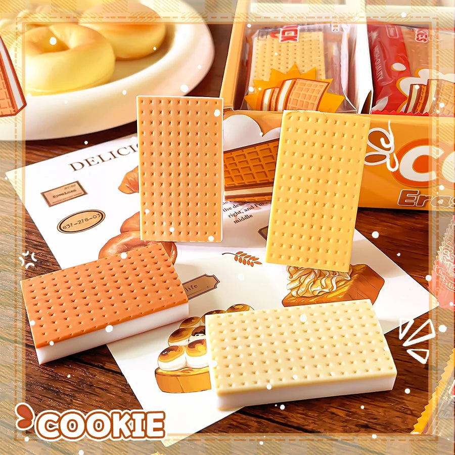 Aesthetic stationery back to school supplies Kawaii Stationery items cookie Erasers rubber school stationery accessories