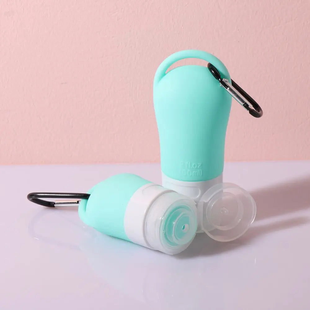 Travel Bottle Leakproof Silicone Refillable Squeezable Travel Tube with Keychain Hook for Cosmetic Toiletry Shampoo