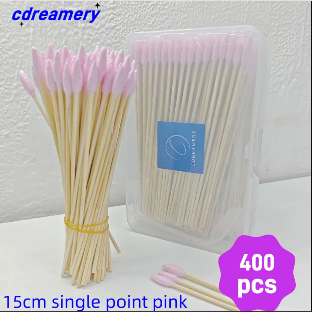 100/300PCS 6 Inch Precision Tips Cotton Swabs - Long Wooden Stick Cotton Buds Pointed Cotton Swabs With Case - Cotton