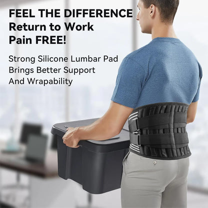 Back Brace with Lumbar Pad,6 Flexible Support,Back Brace for Men Lower Back,Lightweight Back Brace for Lower Back Pain