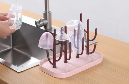 Baby Bottle Drying Racks Pink Beige Feeding Cup Holder Removable Storage Support Drain Rack Bottle Cleaning Drying Machine
