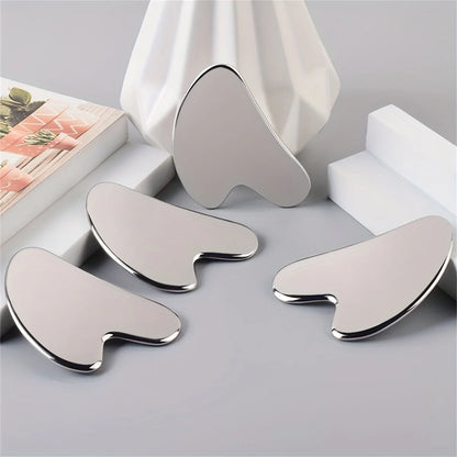 Facial Tool Gua Sha Board Beauty Skin Care Stainless Steel GuaSha Massage Tool Natural Universal Facial Silver Metal