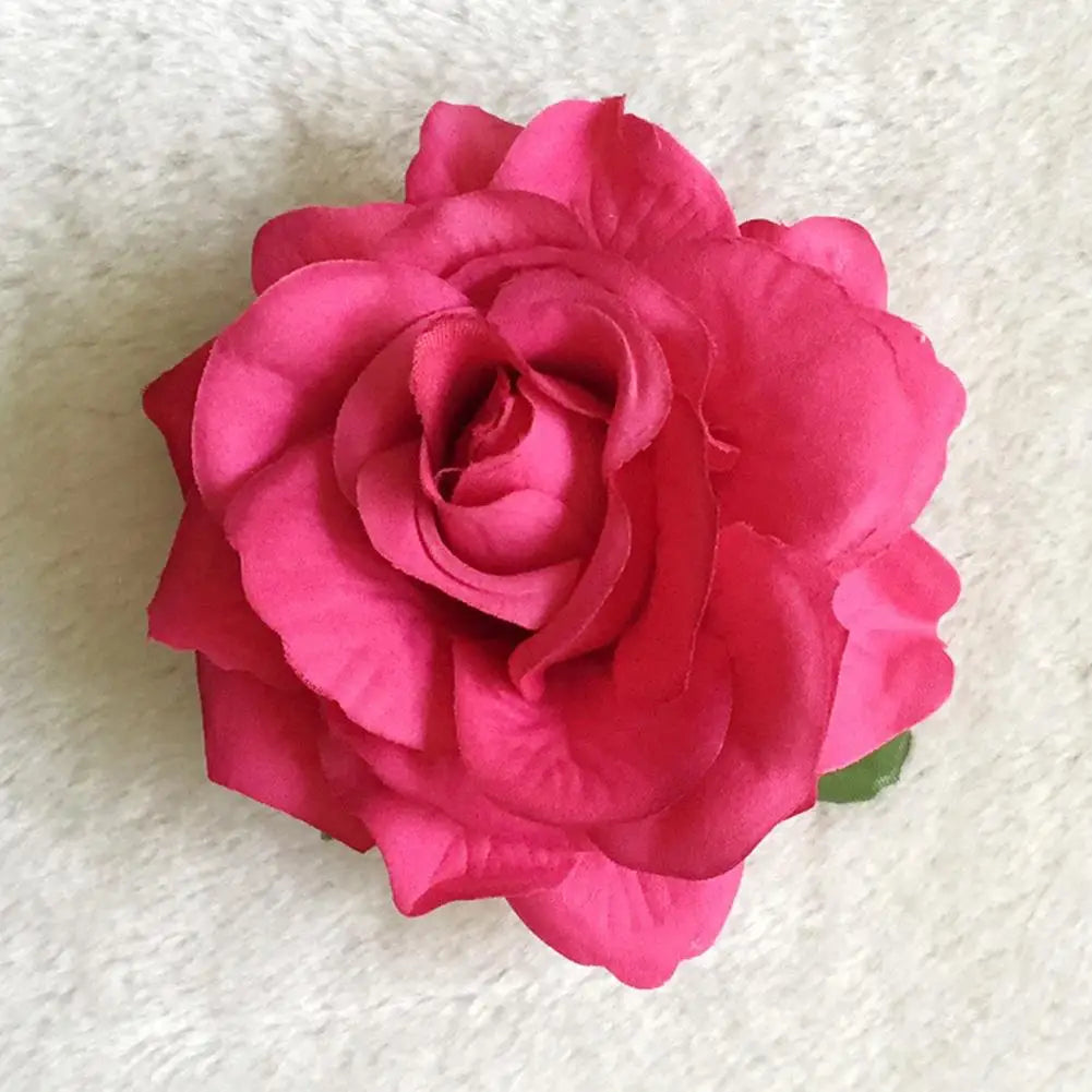 Flamenco Flowers For Hair DIY Headdress For Bridal Flocking Cloth Red Rose Flower Hairpin Hair Clip Party Hair Accessories