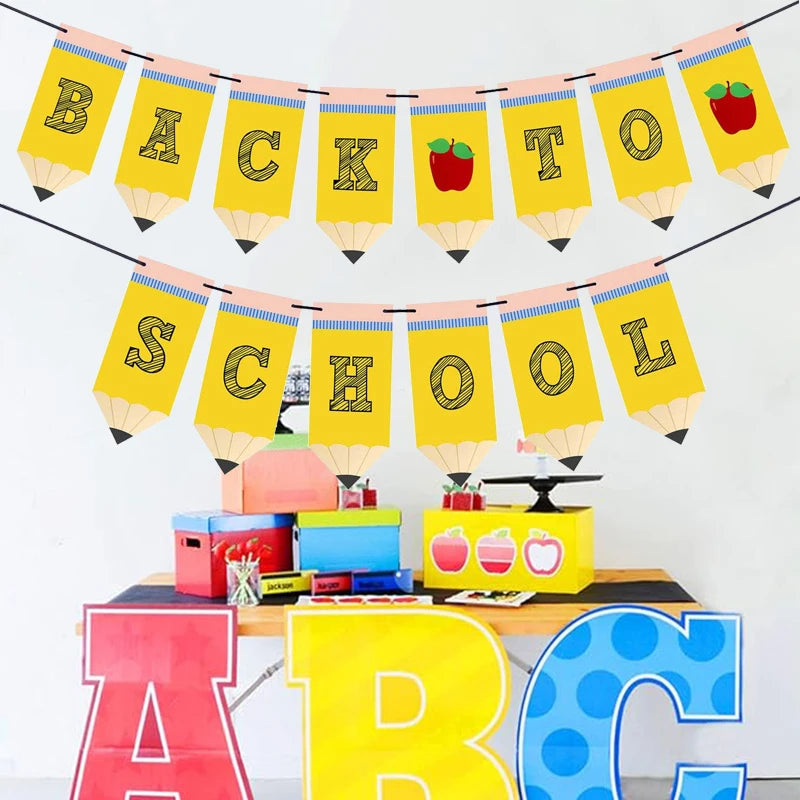 Back to school Pencil Flag, First Day of School Banner, Back to School Flag, Classroom Decoration Supplies