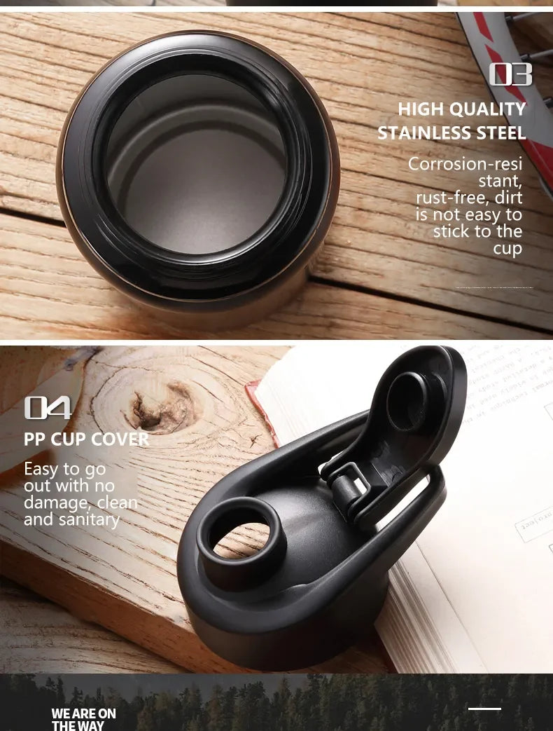 Portable Water Bottle Outdoor Sports Travel Cup Metal Drinking Bottle for Cycling Hiking Gym Leakproof Reusable Water Container