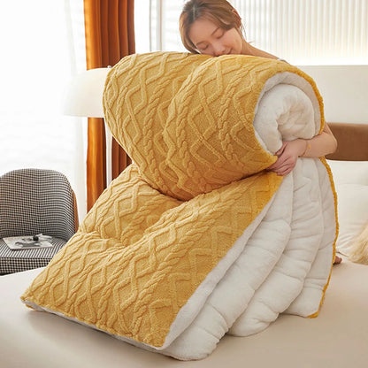 New Super Thick Winter Warm Blanket for Bed Artificial Lamb Cashmere Weighted Blankets Soft Comfortable Warmth Quilt Comforter