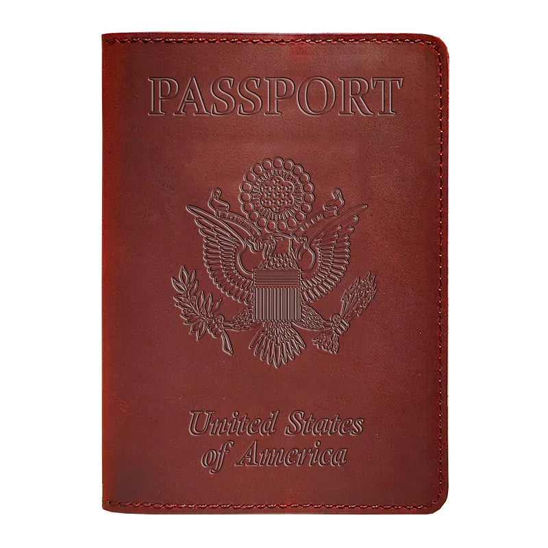 Genuine Leather Passport Cover USA Travel Accessories Menassport Holder America Passport Pouch