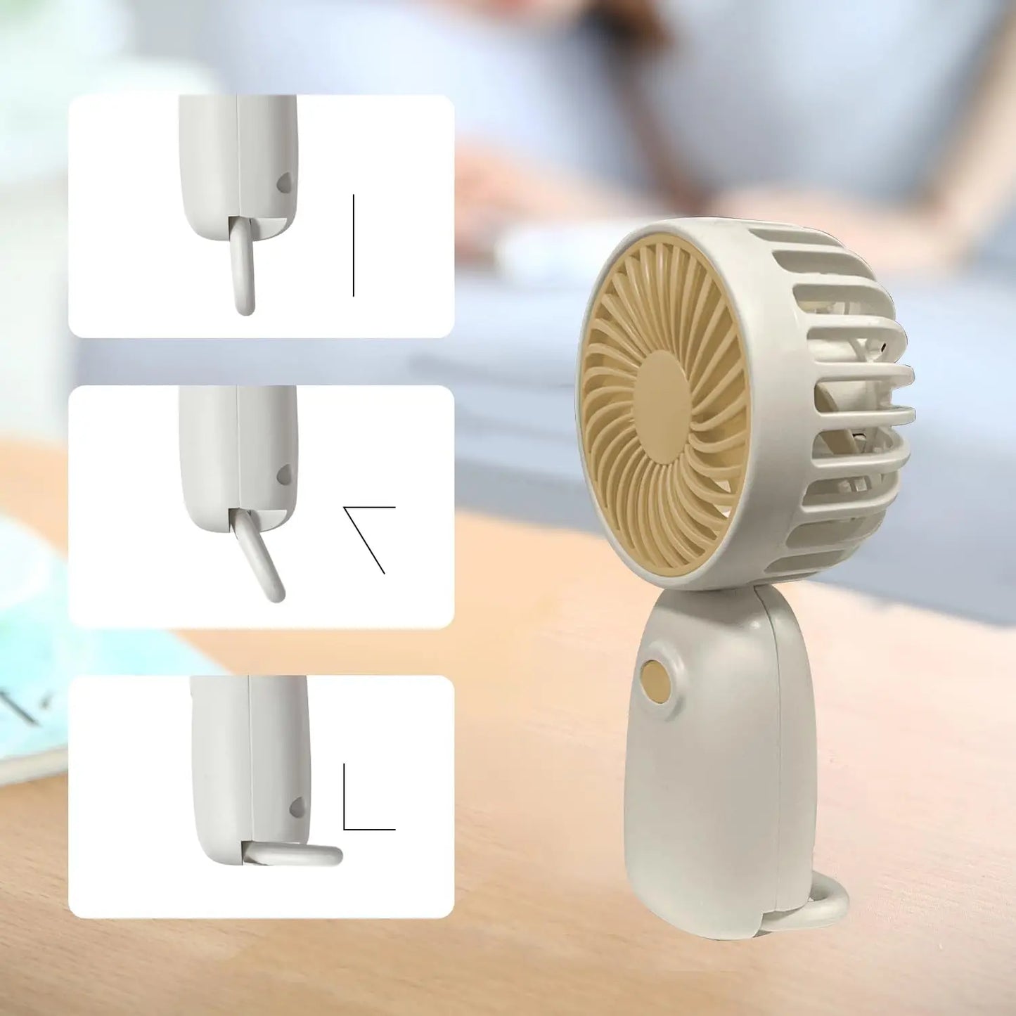 Mini Portable Fan Cute Handheld USB Rechargeable Battery Operated Lightweight Small Personal Fans with 3 Speeds for Outdoor