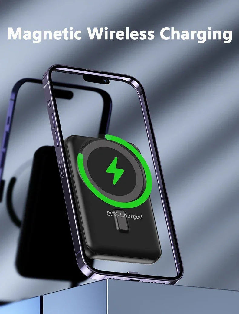 2025 15W Solar Magnetic Power Bank 20000mAh, Wireless Fast Charging USB-C, PD20W Fast Charge, Portable Solar Charger for Phones