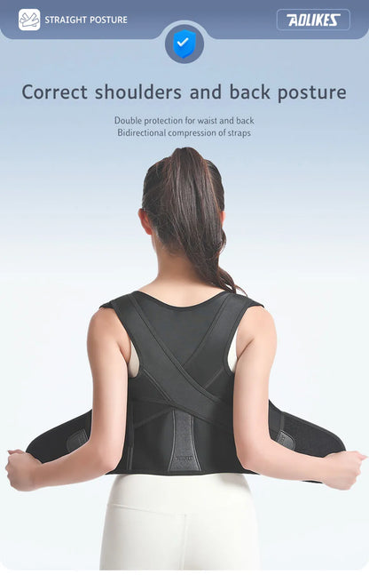 AOLIKES Back Brace Posture Corrector for Men and Women - Adjustable Posture Back Brace for Upper and Lower Back Pain Relief