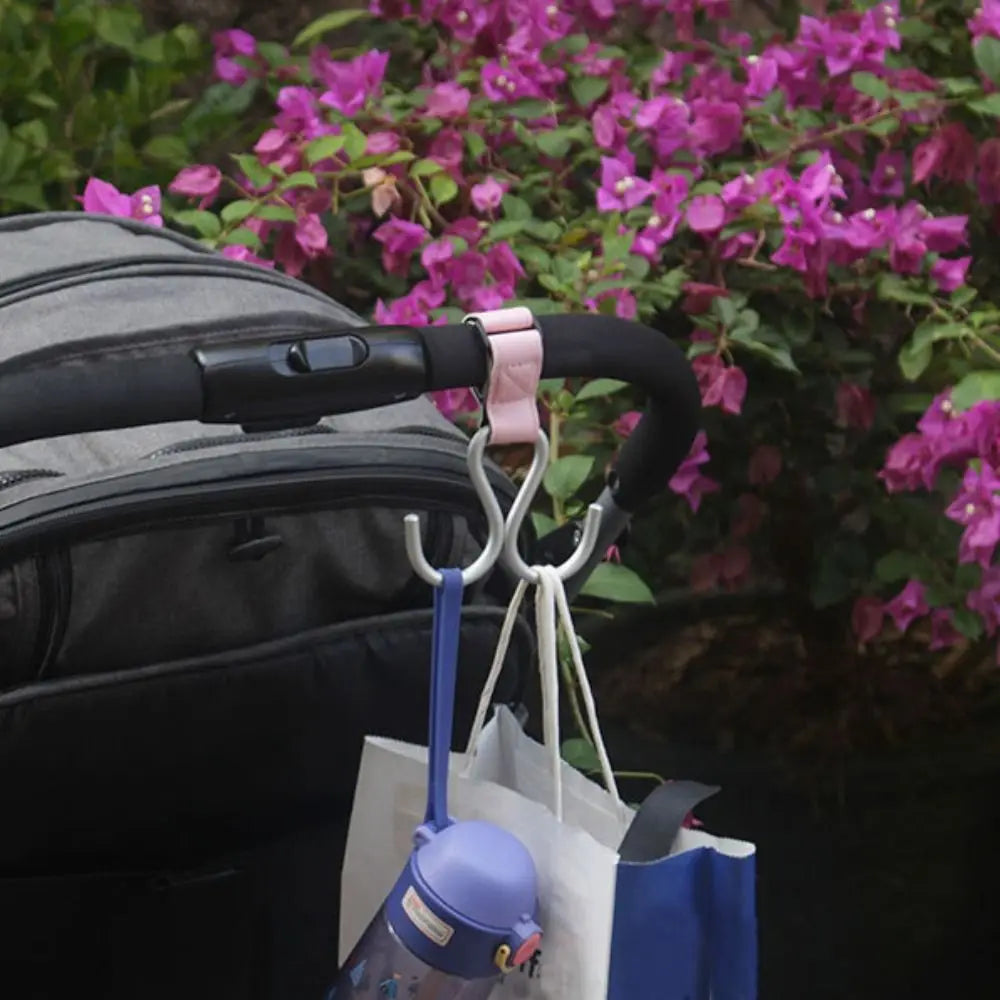 Cute S Shape Baby Stroller Hooks Double Hook PU Hanging Hook Cart Organizer Solid Color Stroller Accessories Baby