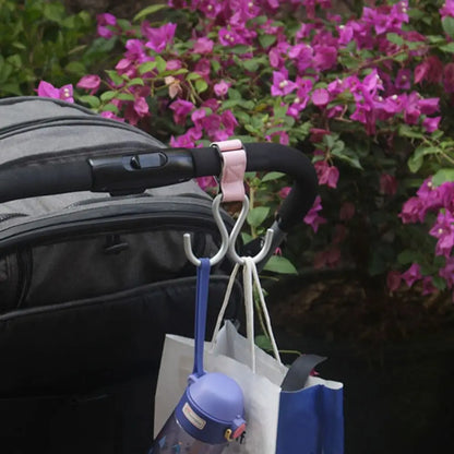 Cute S Shape Baby Stroller Hooks Double Hook PU Hanging Hook Cart Organizer Solid Color Stroller Accessories Baby