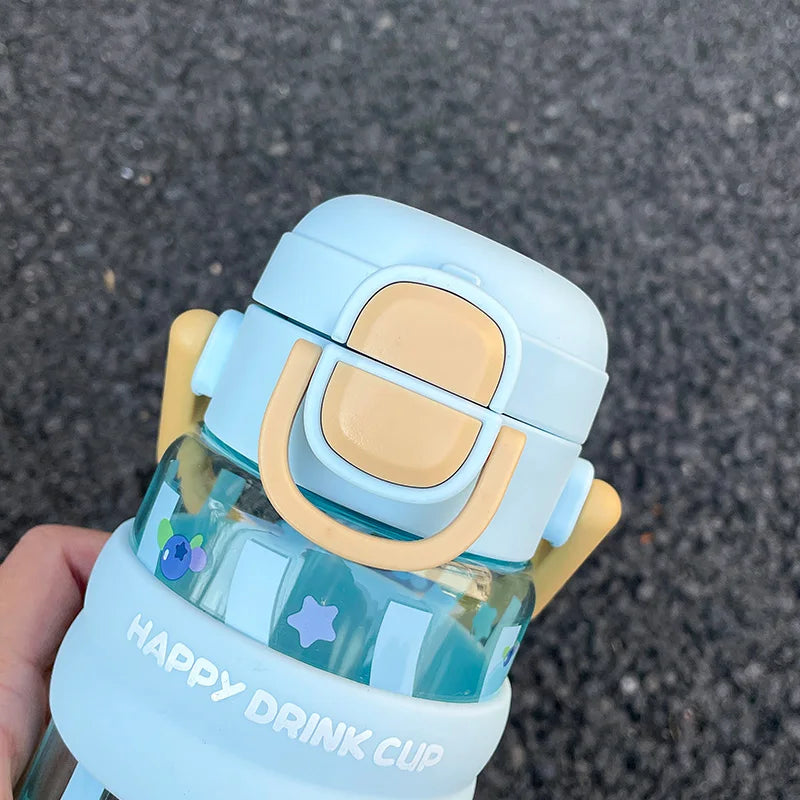 620ml Cute Water Bottle with Straw &Handle,Leakproof, Portable for Fitness & Outdoor Activities,Portable Sports Water Bottle for