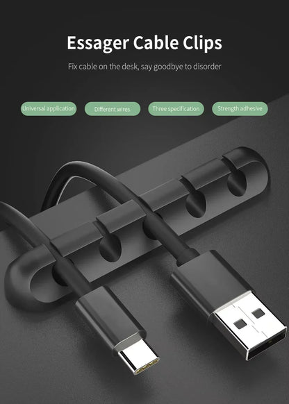 Adhesive Cable Holder Clips Cord Management Wire Organizer for Desktop USB Charging Cable Nightstand Power Cord Mouse Cable