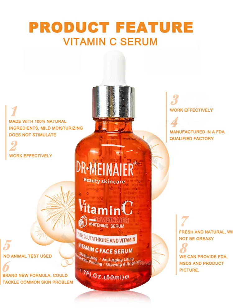 50ml*2pcs Vitamin C Face Serum, Brightens, Hydrates and Reduces Signs of Aging, with Vitamin C, Hyaluronic Acid for Glowing Skin