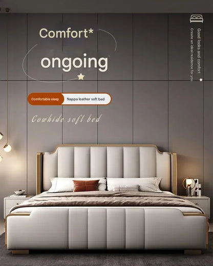 Italian Luxury Beds Leather Modern Simple Storage Beds Queen White Bedroom Double Somieres Marcos De Cama Bedroom Furniture