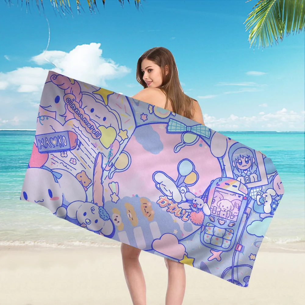 Cartoon C-Cinnamorolls Cartoon Beach Towel Cute Kawaii Room Decor Bath Girls Children Hand Towels For Bathroom Shower