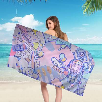 Cartoon C-Cinnamorolls Cartoon Beach Towel Cute Kawaii Room Decor Bath Girls Children Hand Towels For Bathroom Shower
