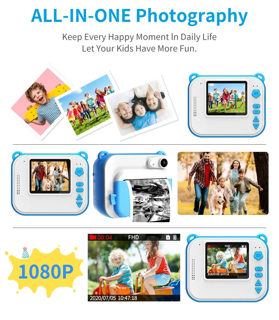 Children's Camera With Print Kids Instant Print Camera Digital Photo Camera Girl's Child Camera Video Boy's Birthday Gift