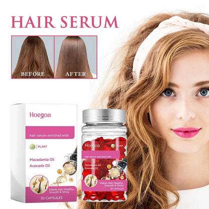 Rose Essential Oil Hair Smooth Silky Hair Vitamin Capsule Nourishing Treatment Repair Damaged Hair Serum Strengthen Hair Care