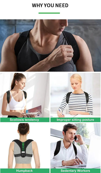 Adjustable Posture Corrector for Adults & Teens, Hunchback Correction Belt Back Support Brace Improve Sitting Standing