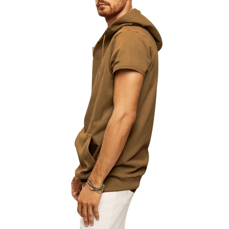 2024 Amazon New Men's Athleisure European and American Hooded Loose Short Sleeves