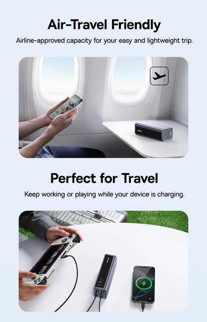 Baseus 145W Power Bank 20800mAh Dual USB A USB C PD 100W Fast Charging Digital Display Portable PowerBank for Laptop Phone Steam