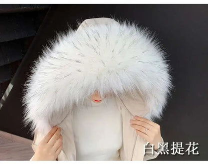 Detachable Faux Fur Collar Extra Large Warm Fake Fur Scarf Wrap Evening Cape For Winter Womens Coat Faux Fur Hood Ttrim Collar