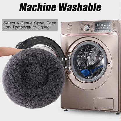 50cm Round Pet Bed for Small medium Dog Bed Cat Bed,Long Plush Dark Gray Dog Bed