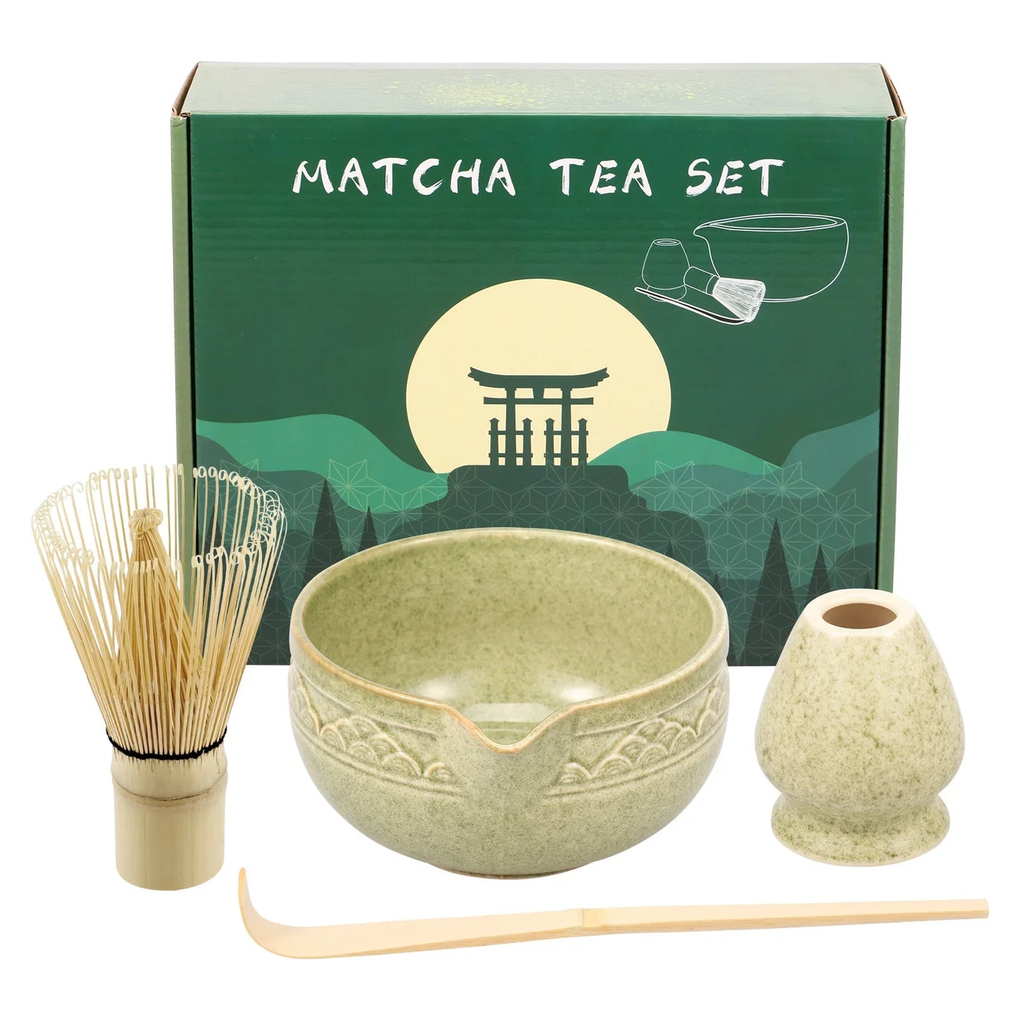 5Pcs Matcha Set Elegant Matcha Tea Set Includes Matcha Bowl Matcha Whisk Holder Bamboo Matcha Whisk and Scoop for Tea Lovers