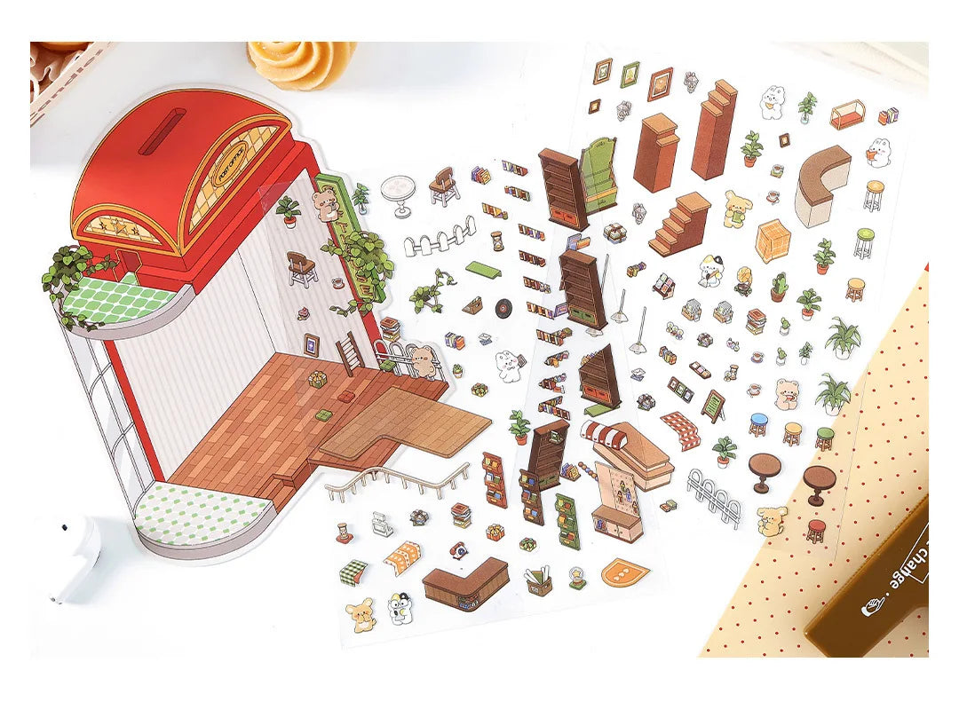 Creative Design Outdoor Scene Sticker for Student Cute Cartoon DIY Decor Landscaping Sticker Scrapbook Journal Student Sticker