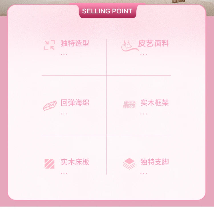 150X200cm Modern Childrens cartoon girl princ ess bed pink queen size bed frame full  double bed complete bedroom furniture