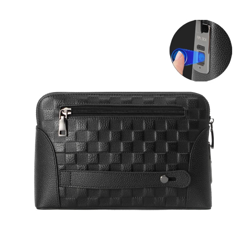 Man`s Fingerprint Lock Handbag Security Lady`s Wallet  Anti-Theft Clutch Bag