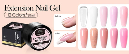 BORN PRETTY 15ml Clear Non Stick Hand Extension Gel Nail Polish for 3D Shaping Nail Art Solid Milky Jelly Hard Gel for Fake Nail
