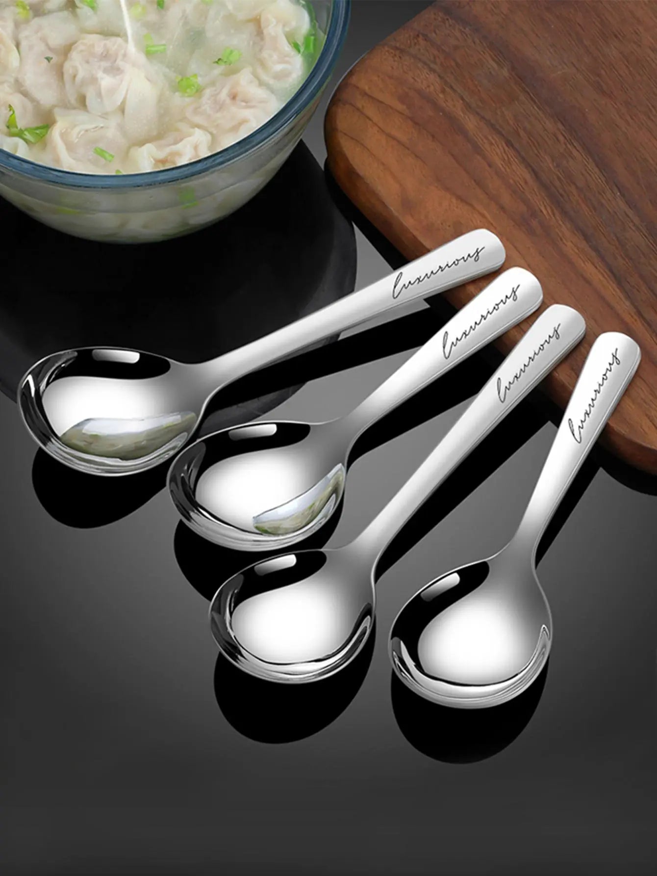 WORTHBUY 304 Stainless Steel Thickening Spoon Creative Long Handle Spoon Pot Spoon Soup Ladle Home Kitchen Essential Tools
