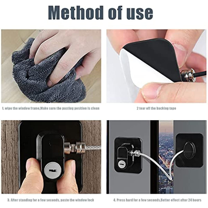 Child Safety Lock Cabinet Refrigerator Door Lock Stainless Steel Cable Protection Children Baby Window Lock Strong Fixation New