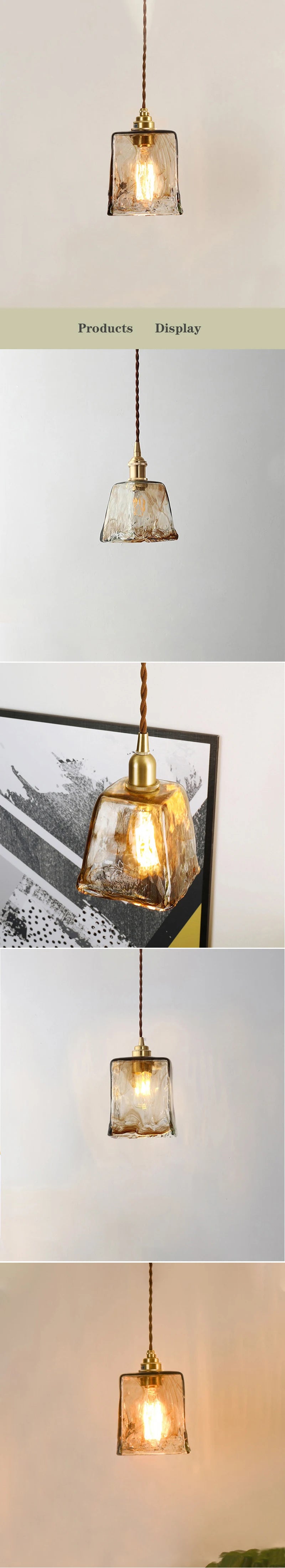 Antique hanging lamp Art Deco Design rustic light Led glass lampshade lampshade for Bedroom Room dining table lamp