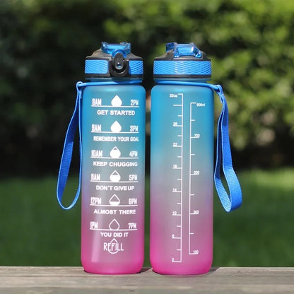 1L 1000ml Water Bottle Liter Stay Hydrated  Material Plastic Sport Bottle Reminder Times Sports Outdoor Fitness Office Running