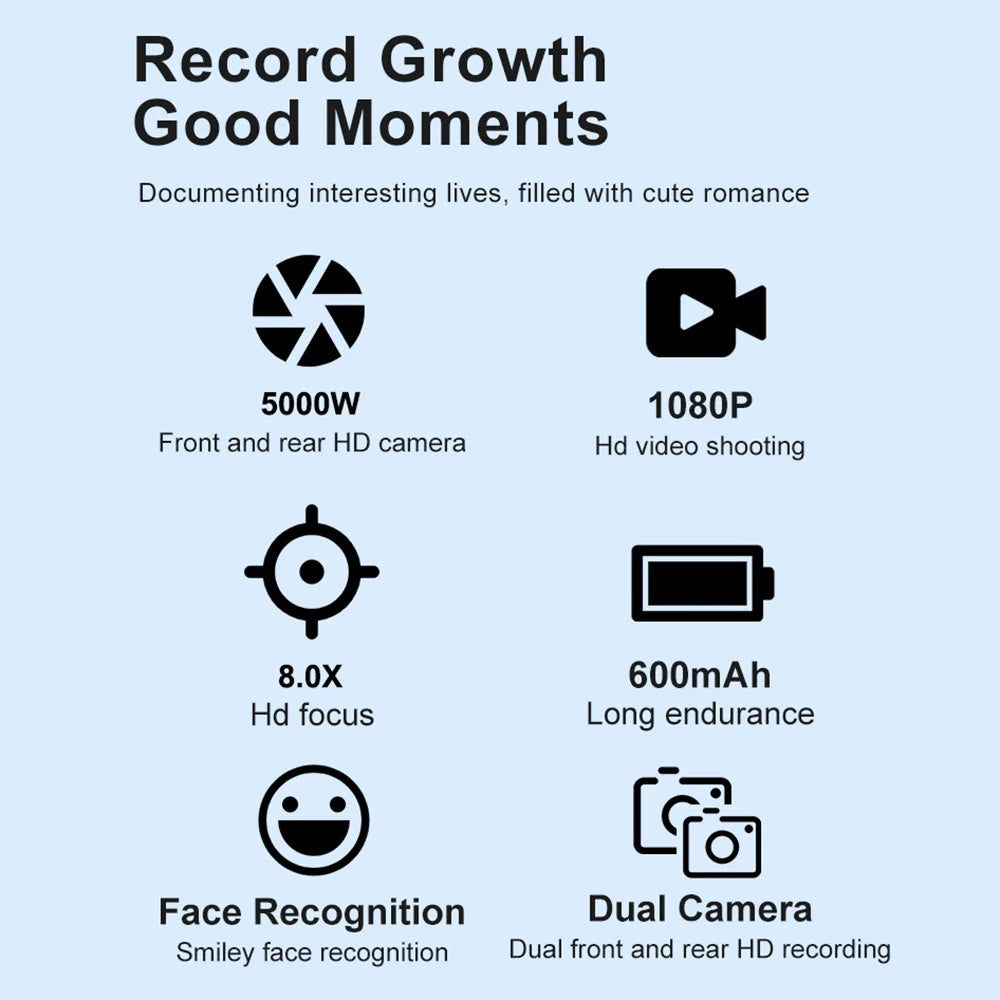 HD 50MP Digital Camera Autofocus Vlogging Camera with 2.4" Large Screen Camcorder Camera For kids Beginner Camera 8x Dual Camera