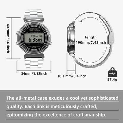 Fashionable men's and women's digital watches, waterproof 30M, stainless steel strap, LED backlight, date and week display