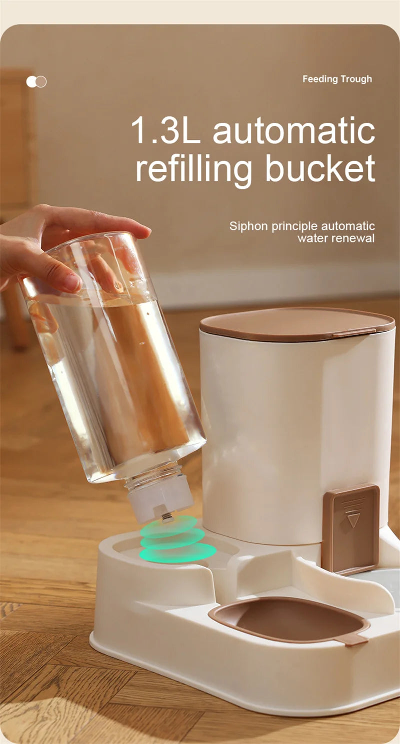 Pet Cat Automatic Feeder, Water Dispenser, Large Capacity Dry Wet Separation Food Container, Pet Supplies