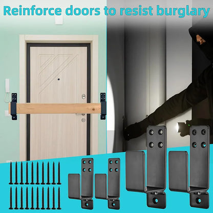 1 Pair Door Barricade Brackets, Door Metal Bar Bracket for 2X4 Lumber Door Brace Security Bar