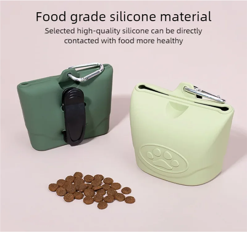 Silicone pet feeding bag, pet supplies, silicone dog food bag, silicone bag manufacturer, portable outdoor dog training bag