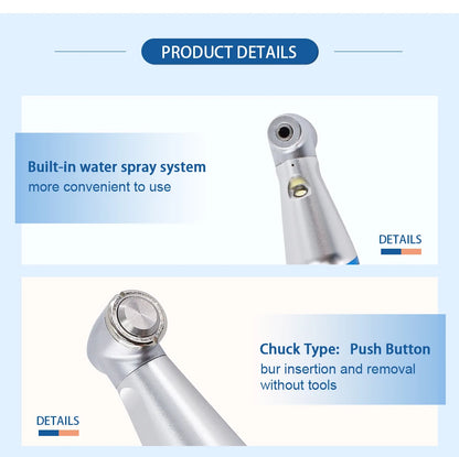 Dental LED Light inner 1:1 Ratio Contra Angle E-generatorLow Speed Handpiece Inner Water Spray E-Typle coupler