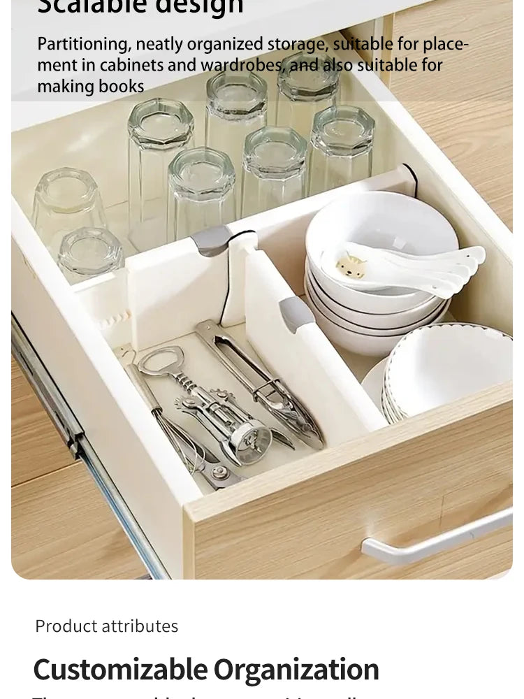 T Drawer Divider Adjustable Home Organization Dividers White Plastic Partition Holder Creative Retractable Drawer Dividers