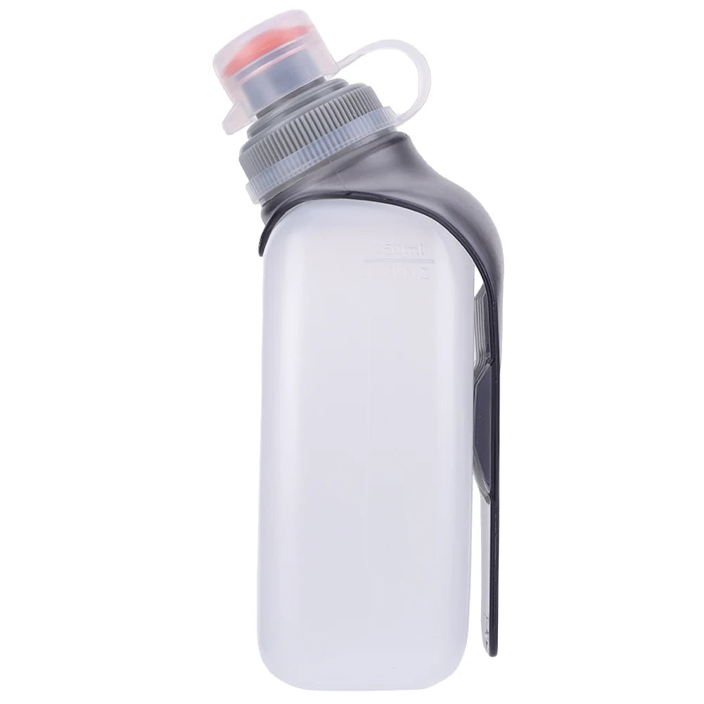 250ml Squeeze Water Bottle with Clip & Dustproof Lid Hydration Waist Bottle Leakproof Running Belt Bottle for Running Cycling