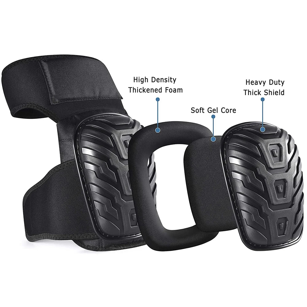 Construction Knee Pads with Thick Foam and Gel Cushioning, Adjustable Kneepads Straps for Work Flooring Gardening