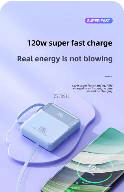 A Brand-new 120W Three-in-one 20,000mah Super Fast Power Bank with Large Capacity, Built-in Cable and Digital Display Powerbank